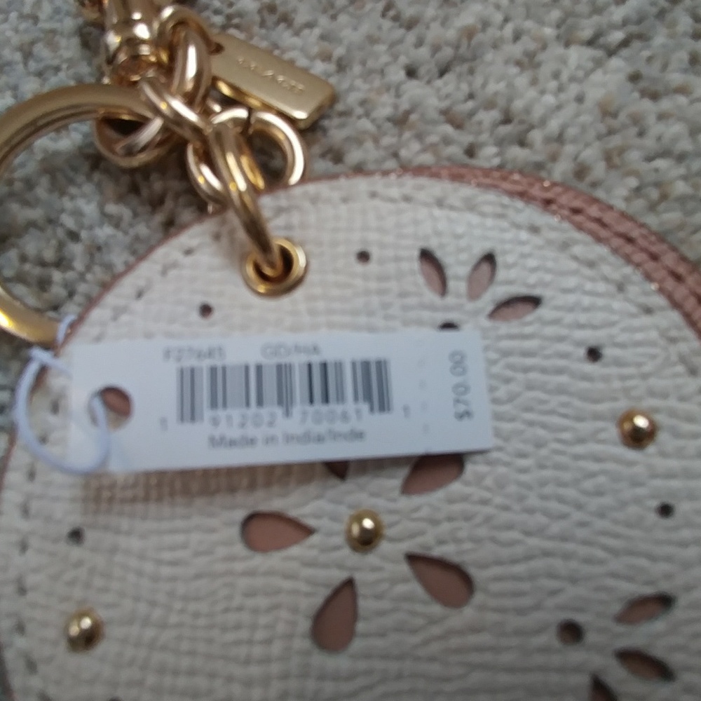 Coach leather mirror key chain charm New w/tags - Picture 5 of 6